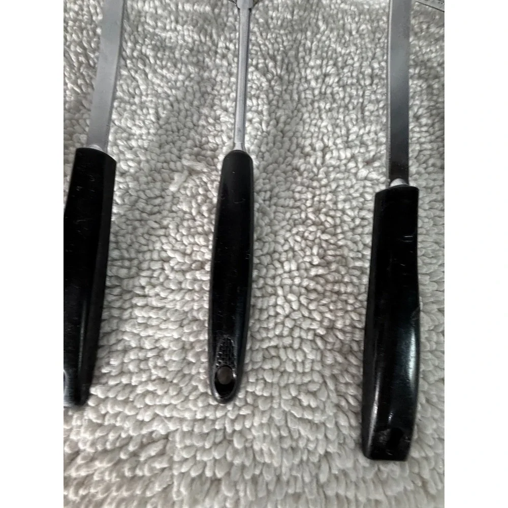 Vintage Ekco Kitchen Utensil‎ Set 8pc Black Handle Chromium Plated USA Made